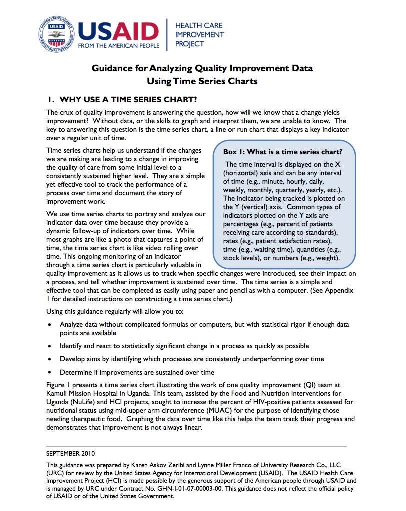Guidance for Analyzing Quality Improvement Data Using Time Series Charts 